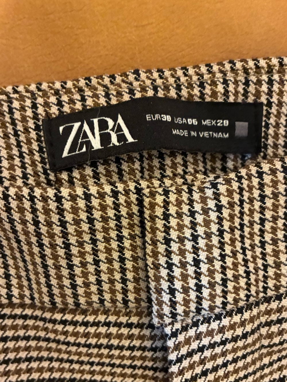 Zara Black, Browns & Tan Cream Houndstooth Slim Pants - Picture 7 of 11